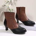 thumbnail image 5 of Willtoo Low Heel Ankle Boots for Women Comfortable Closed Round Toe Two-Toned Short Boots Chunky Heel Booties with Side Zipper Fall Winter Dress Shoes, 5 of 6