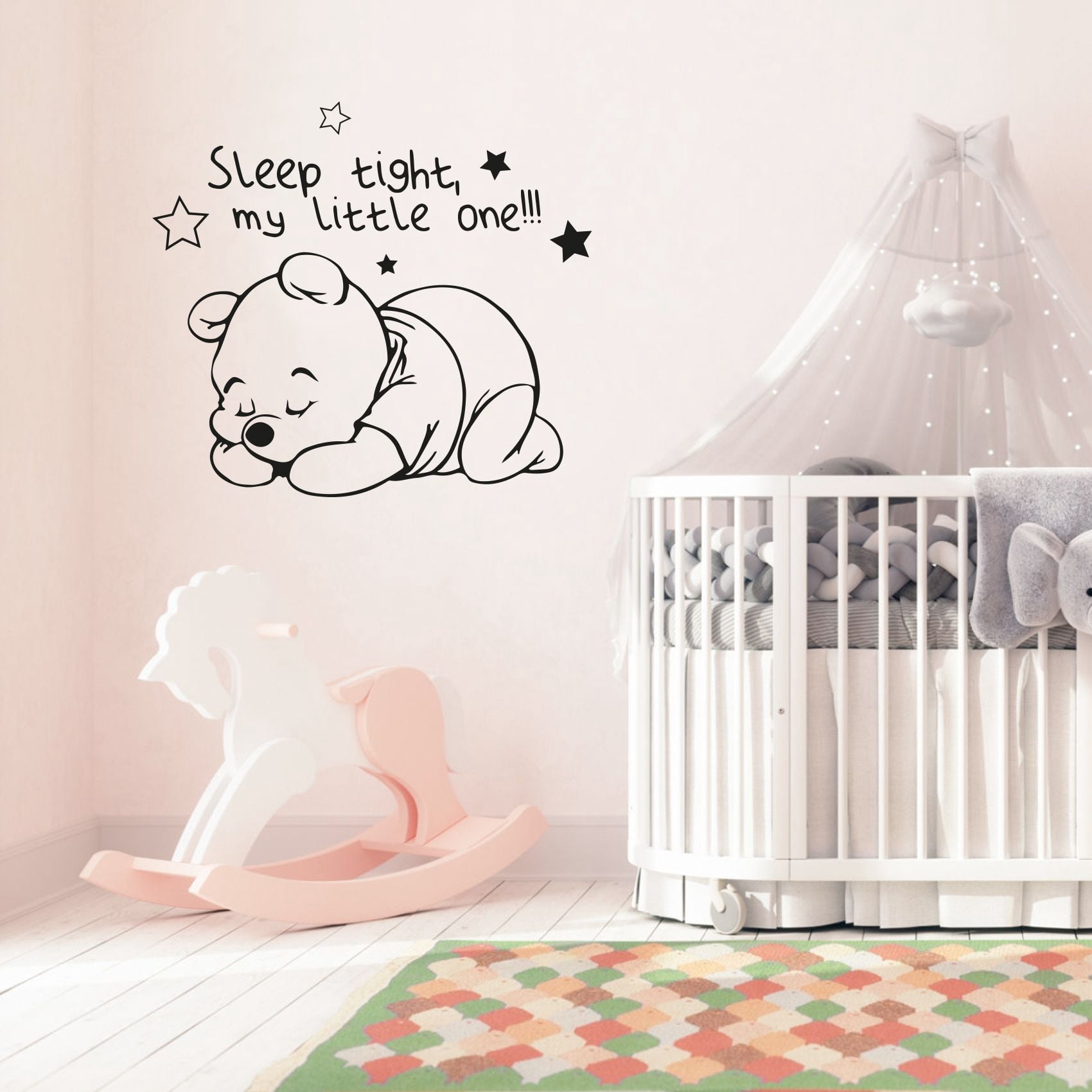 Sleep Tight My Little One - Cute Little Baby Pooh Sleeping And Stars Vinyl Design Wall Sticker Art Decal Boys Girls Kids Room Bedroom Nursery KinderHome Decor Stickers Decoration Size (22x30 inch)
