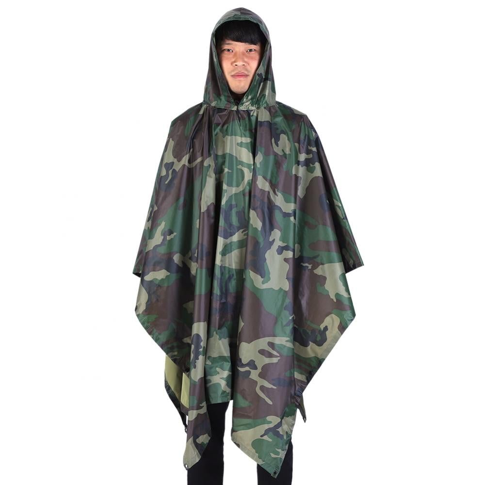 Rain Poncho Adult Waterproof Military Hoodie Emergency Tent Survival Shelter 