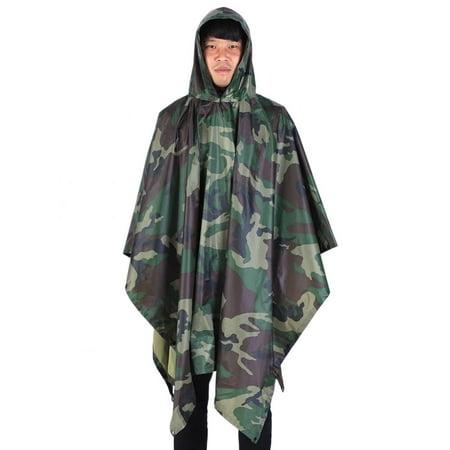 HERCHR Men's Rain Poncho Waterproof Multifunction Military Hooded Raincoat for Outdoor Camping Hunting Hiking