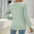 thumbnail image 4 of Pxiakgy long sleeve shirts for women Women's U Neck Pleated Puff Sleeve Loose Casual Solid Color Top womens long sleeve tops shirts for women gifts for women Green + XL, 4 of 4