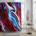 thumbnail image 3 of Red Blue Gradient Marble Shower Curtain, Abstract Ombre Wave Stone Texture Waterproof Shower Curtain Set with 12 Hooks Lightweight Bath Curtains Fabric Bathroom Decor 36x72 Inches, 3 of 9