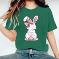 thumbnail image 2 of Camisetas de Cuello de Tripulación de Manga Corta para las Mujeres Cartas de Impresión de Pascua Camiseta de Manga Corta, Spandex de Poliéster, 2 of 5