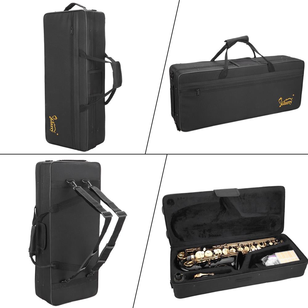 Glarry Professional Eb Alto Saxophone Kit with 11 Reeds/Case/Carekit, Gold