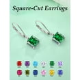 thumbnail image 5 of VESITIM Square Dangle Drop Earrings Sterling Silver Solitaire Leverback Earring 7MM Princess Cut May Emerald Birthstone Jewelry for Women, 5 of 7