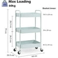thumbnail image 3 of KK KINGRACK 3-Tier Rolling Cart, Metal Utility Cart with Wheels ,Office School Organizer, Green, 3 of 7