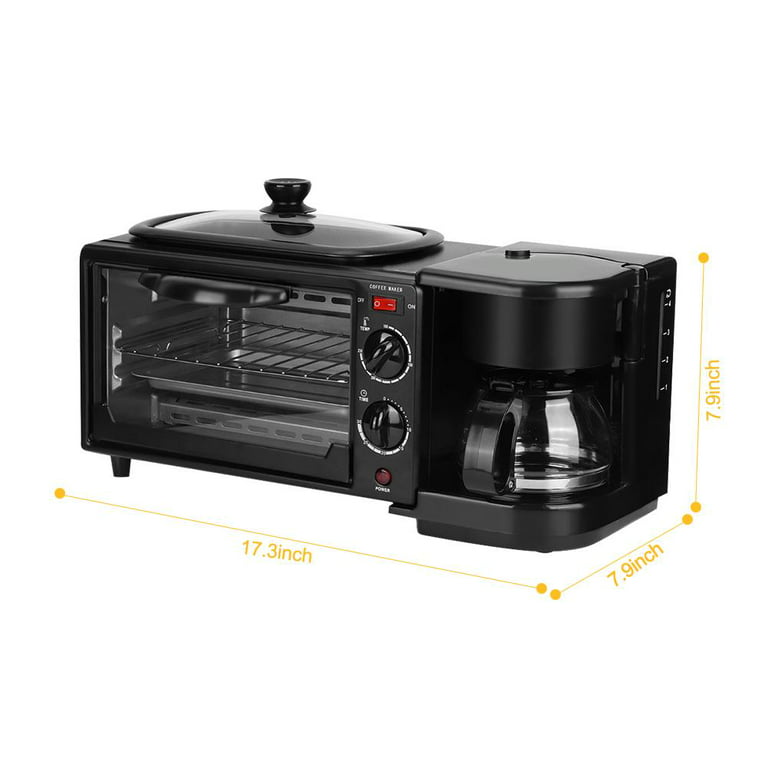 Breakfast Station Multifunctional Oven Electric 3 in 1 Household Breakfast  Machine with Coffee maker and Griddle for Family Breakfast Afternoon Tea