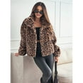 thumbnail image 5 of Female Faux Fur Long Coat Button Down Lapel Fleece -Jacket Leopard Print XL, 5 of 10