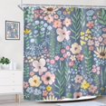 thumbnail image 3 of Blue Floral Shower Curtain for Bathroom Decor 72Wx72H Cute Colorful Kids Girly Spring Botanical Natural Plants Flower Art Printed Fabric Polyester Waterproof 12 Pack Plastic Hook, 3 of 17