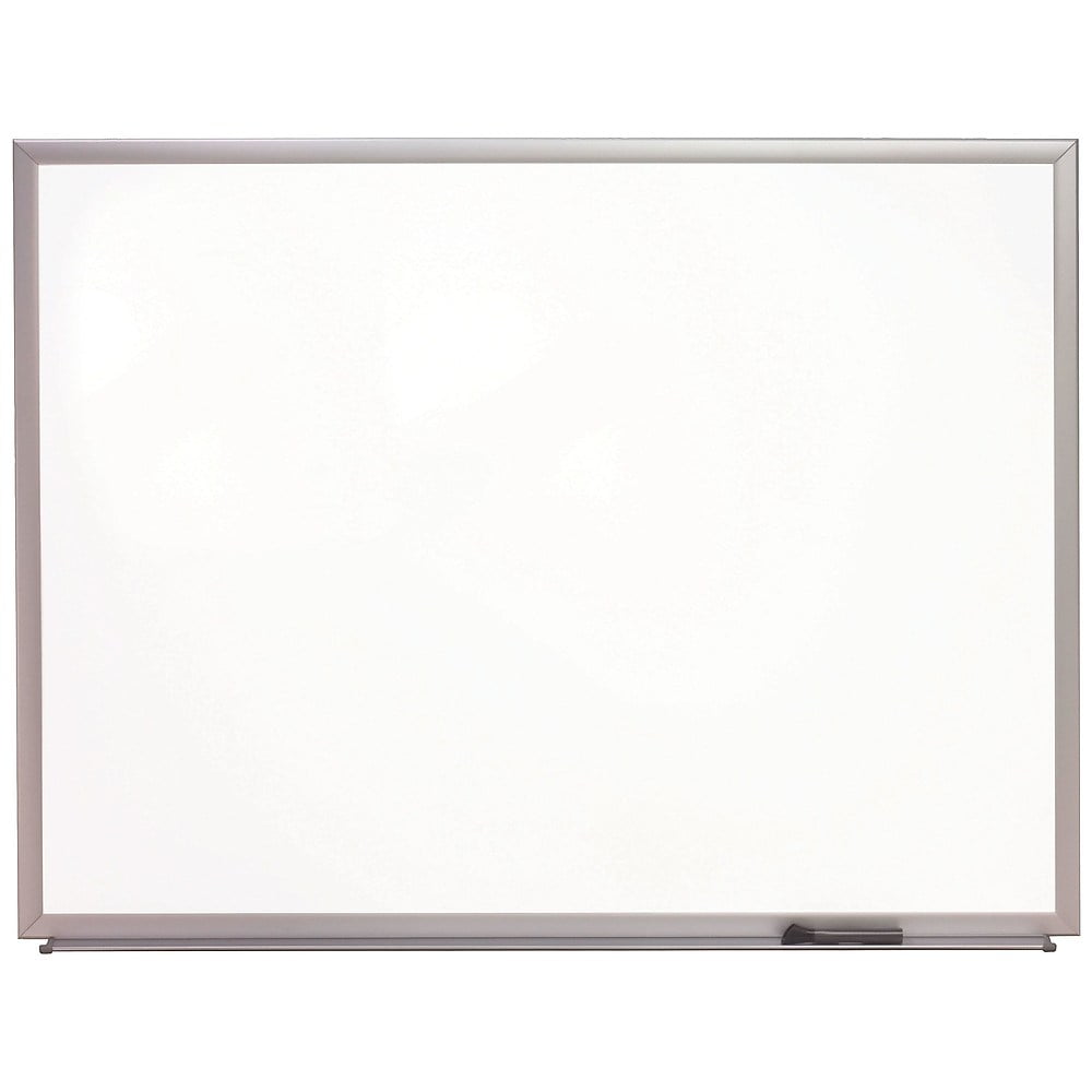 Staples Porcelain Whiteboard Silver Aluminum Frame 4'W x 3'H