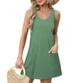 thumbnail image 3 of Jalioing Tank Mini Dress for Women Summer Sleeveless Sundress Hollow-Out V-Neck Casual Dresses, 3 of 5