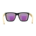thumbnail image 4 of Eco Friendly Bamboo Wood Arm Large Horn Rim Hipster Sunglasses Black - Teal Mirror, 4 of 4