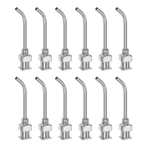 12uds Dispensadoras Agujas, Calibre 14 1" Inoxidable Acero Romo Punta 45 Grados Dobladas Dispensadoras Agujas para Tinta Cartuchos, Pegamento, Jeringas, Carpintería