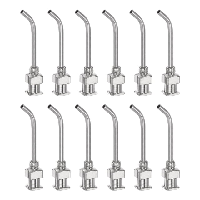 12uds Dispensadoras Agujas, Calibre 14 1" Inoxidable Acero Romo Punta 45 Grados Dobladas Dispensadoras Agujas para Tinta Cartuchos, Pegamento, Jeringas, Carpintería