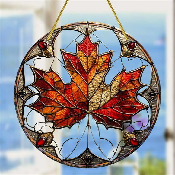 WIZUTIZ A Delicate Maple Leaf Acrylic Painted Window Decoration Pendant Wall Decoration Craftsmanship Pendant Home Decoration Hanging Board Apartment Essentials Practical&affordable Flash Deals