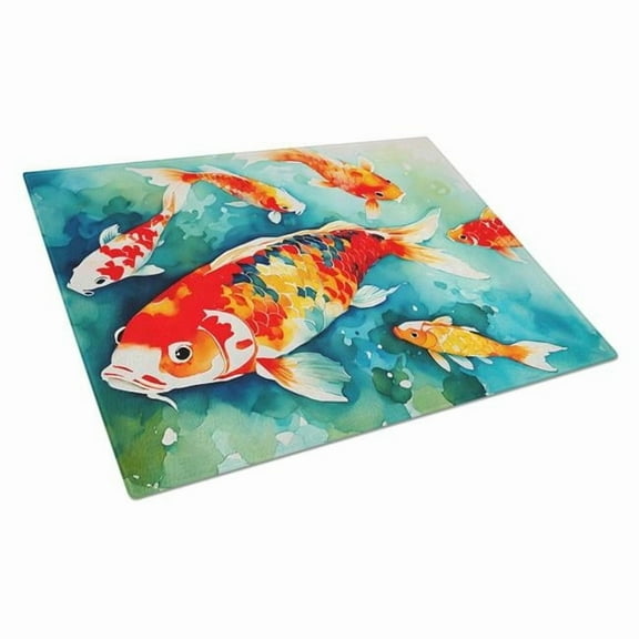 Koi Fish Glass Cutting Board Large 12 in x 15 in