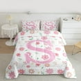 thumbnail image 2 of Manfei Initial Letter S Full Size Comforter Sets,Pink Sequin Print Bedding Comforter Set,Cute Flower Floral Bedding Sets For Girl Kids,Breathable Bedroom Decoration Reversible,3 Pieces, 2 of 8