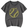 thumbnail image 4 of NINGMENG Hauts et T-Shirts pour Filles, Imprimé Baseball d'Été, Col Rond, Manches Courtes, Chandail Décontracté, Gris, 5-6 Ans, 4 of 4