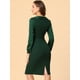 thumbnail image 5 of Vestido De Tubo Midi Vintage Con Cuello Peter Pan De Trabajo Para Mujer Verde XS, 5 of 6
