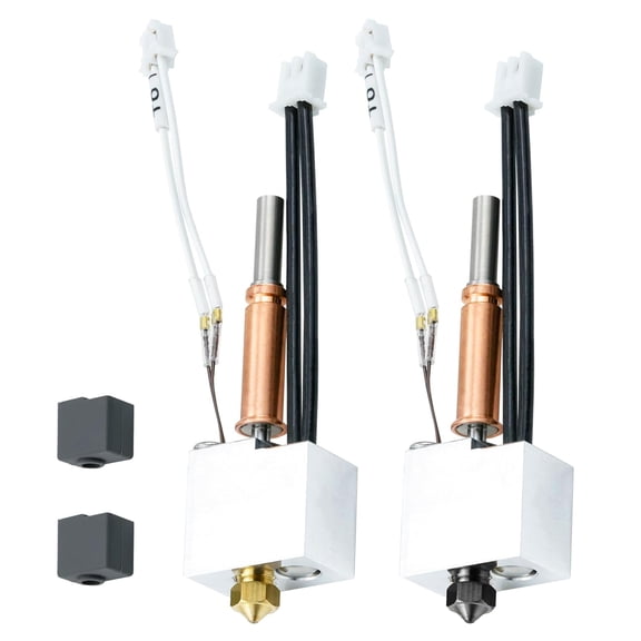 2pcs Kobra 3 Hotend Hot End Assembled Extruder Printhead Kit - 3D Printer Hotend Replacement with Low Friction Brass Nozzle, 100K Thermistor, Heater Cartridge and Heat Block for Anycubic Kobra 3
