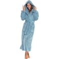 thumbnail image 1 of Women's Plush Fleece Robe with Hood, Long Warm Solid Bathrobe, 1 of 7