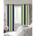 thumbnail image 4 of Green Navy Blue Striped Blackout Curtains for Bedroom Living Room Darkening Curtains 90 Inch Farmhouse Stripe Art Black Out Window Curtain Privacy Insulated Window Treatment Grommet Drapes 52"x90"x2, 4 of 9