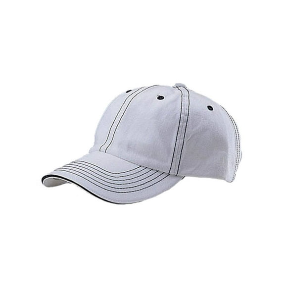 Low Profile Unstructured Cotton Twill Cap, White/Black