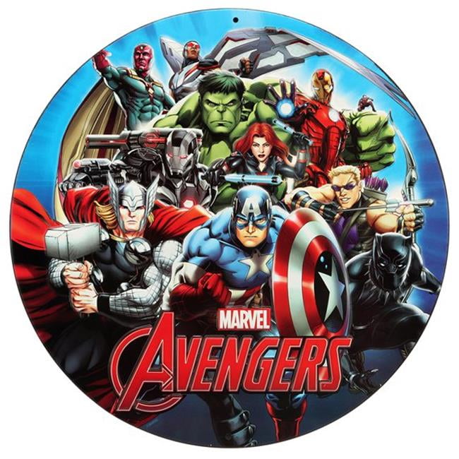 Marvel 90166532S Avengers Round Embossed Tin Sign