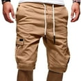 thumbnail image 1 of Men's Cargo Shorts Plus Size Big and Tall Cargo Shorts Multi-Pockets Relaxed Summer Drawstring Beach Shorts Pants, 1 of 5