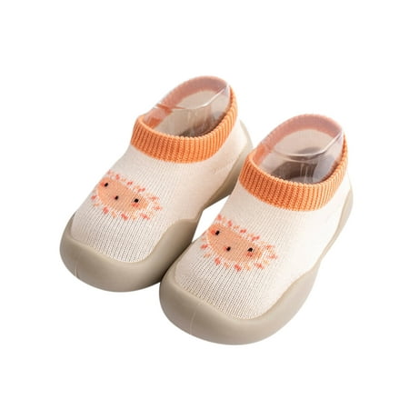 

LowProfile Baby Sneakers Boys Girls Animal Cartoon Socks Fleece WarmThe Floor Socks Non Slip Prewalker Shoes