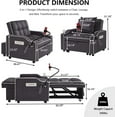 thumbnail image 4 of Upholstered Futon Sofa Bed 3-in-1 with USB Charging, Cup Holder & Phone Stand, Convertible Sleeper, Gray, 4 of 9