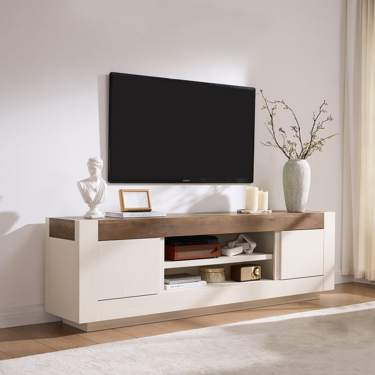 KeyWhat 70" Modern TV Stand for 80" TVs, White photo 1