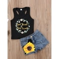 thumbnail image 2 of Hirigin Toddler Kids Baby Girl Sunflower Outfits Sleeveless Tank Top Denim Shorts 1-5 Years Summer Clothes, 2 of 7