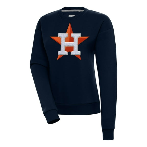 Women's Antigua  Navy Houston Astros Victory Chenille Pullover Sweatshirt