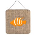 thumbnail image 1 of Fish Burlap And Orange Aluminium Metal Wall Or Door Hanging Prints - 6 x 6 In., 1 of 1