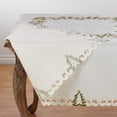 thumbnail image 2 of Fennco Styles Pandoro Collection Holiday Embroidered Christmas Tree Cutwork Border 67 x 67 Inch Tablecloth – Ivory Table Cloth for Christmas Dinner, Family Gathering, Special Events and Home Décor, 2 of 5
