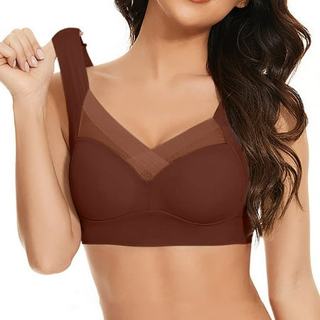 Bras Women Lace Vest Underwear Thin Bras Women Strapless Side Fold Secondary Gathering Womens Bras Comfortable Adjustable Bra WomensCoffee (3Packs)