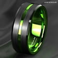 thumbnail image 2 of Tungsten Rings for Men Wedding Bands for Him 8mm Black Green Line, 2 of 6