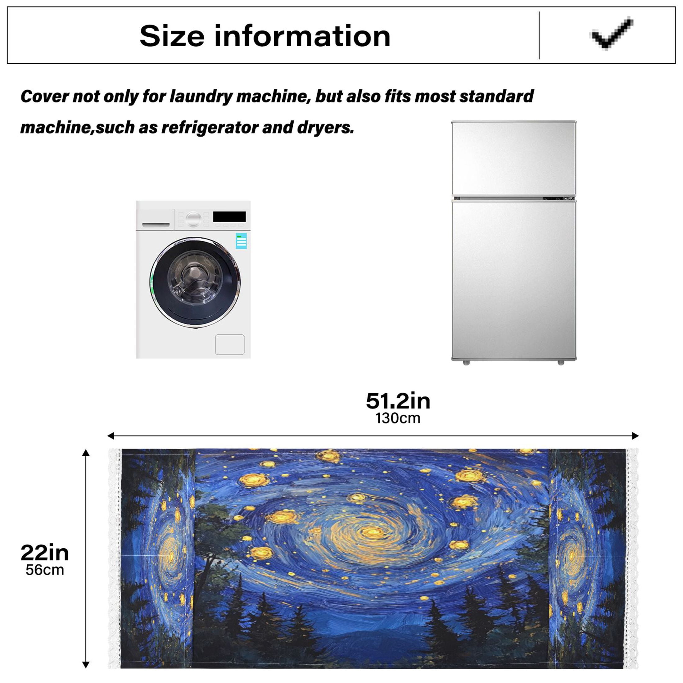 WOBOGO Starry Night Sky with Fireflies Washing Machine Cloth Dryer Refrigerator Top Cover Protective Non-Slip Mat For Kitchen Laundry