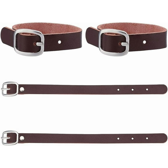 1 set 4pcs Cowhide Leather Luggage Tag Straps Suitcase Name Tag Holders with Iron Buckle Coconut Brown 20.5x1.2x0.2cm
