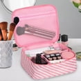 thumbnail image 6 of Portable Travel Makeup Cosmetic Toiletry Bag Organizer Case for Women, Pink and White Stripes, 6 of 7