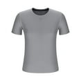 thumbnail image 6 of ZQGJB Workout T-Shirts for Women Trendy Summer Solid Color Basic Tunic Tees Shirt Beach Vacation Outfits Plus Size Casual Short Sleeve Crew Neck Athletic Tops Gray XXXXXL, 6 of 7
