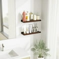 thumbnail image 2 of Floating Shelves Wall Mounted Set of 2, 17 Inch Rustic Wood Wall Shelves for Storage, Bedroom Living Room Bathroom Kitchen Office and More,Dark Walnut, 2 of 15