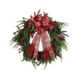 thumbnail image 2 of Kumdkd Christmas Linen Bow Wreath - Plastic Grapevine Wreath, 18" Front Door Ornament, Festive Window Decoration, 2 of 8
