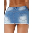 thumbnail image 2 of IEFIEL Womens Denim Low Rise Mini Skirt Casual Frayed Hem Pocket Pencil Skirt Blue L, 2 of 7