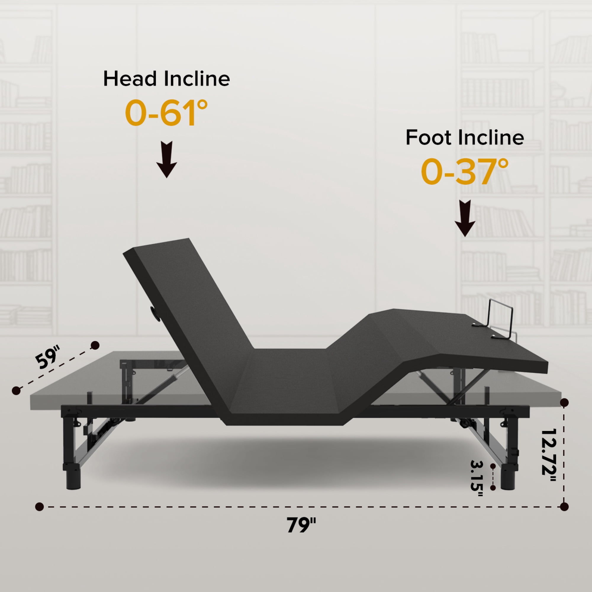 Jopath Queen Size Adjustable Bed Frame, Metal Platform Bed with Head and Foot Incline Wireless Remote 4 Ports USB, Under-Bed Nightlights for Adult Teen Black