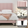 thumbnail image 3 of Topeakmart Upholstered Platform Bed Frame with Channel Tufted Headboard, Queen, Pink, 3 of 7