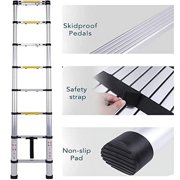 12.5 FT Telescoping Ladders Heavy Duty Aluminum Collapsible Ladder Load Capacity 330 LBS Extension Ladders Applicable to Household Use Outdoor Work