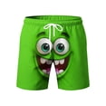 thumbnail image 5 of Lcziwo Men's Board Shorts Face Print Drawstring Elastic Waist Swim Trunk Casual Summer Beach Quick Dry Bathing Suit Green,M, 5 of 6