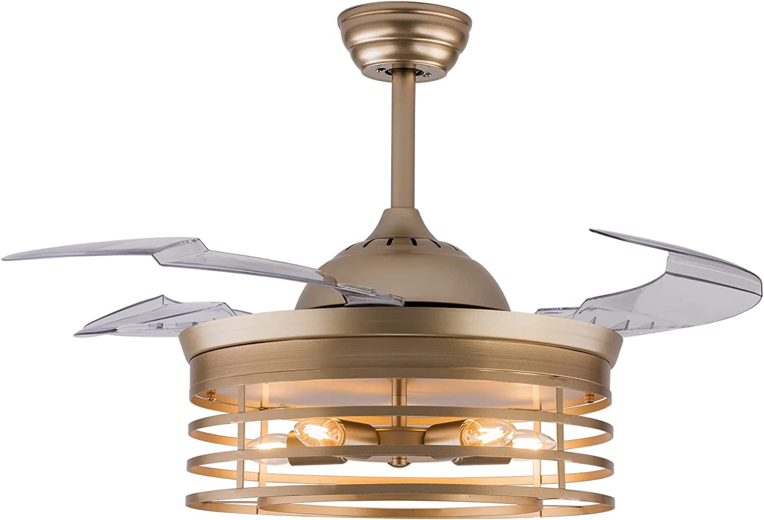 Oukaning 42'' Ceiling Fan with Lights and Remote Control Reversible Retractable Blades Vintage